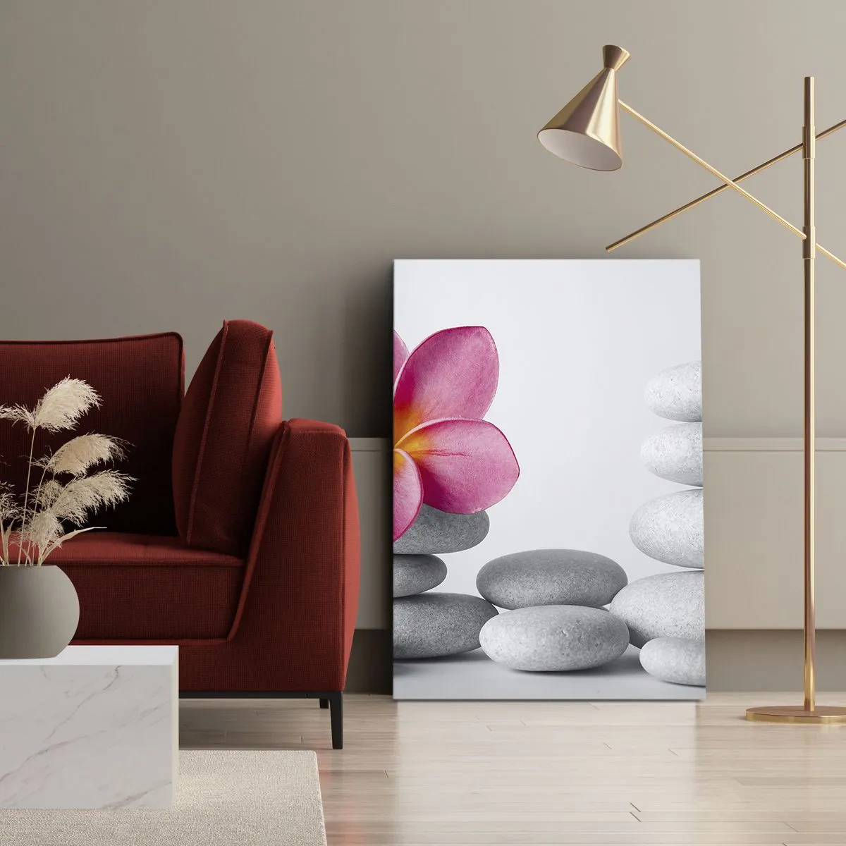 Lærredstryk - Billede på lærred - Sten på sten, og på denne sten... - 65x120 cm