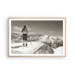 Plakat i ramme af lyst egetræ - Og bjergene er de samme - 91x61 cm