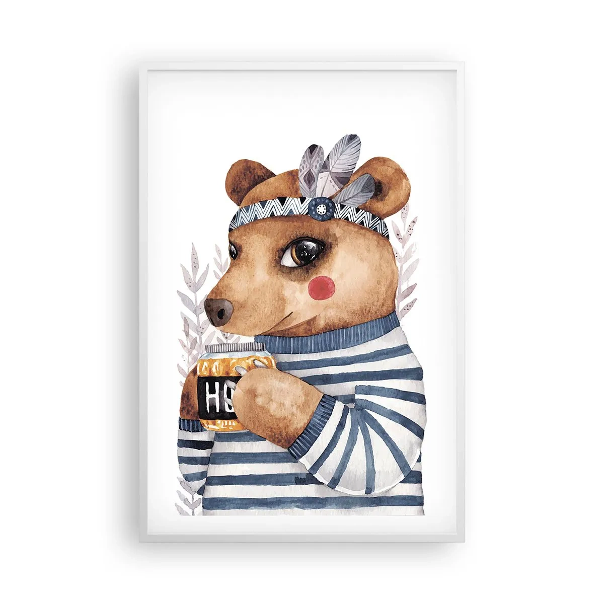 Plakat i hvid ramme - Søde bjørn - 61x91 cm