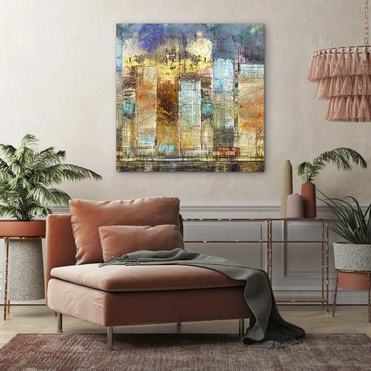 Lærredstryk - Billede på lærred - Solrig metropol - 30x30 cm