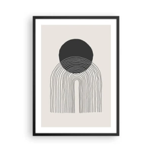 Plakat i sort ramme - Minimalistisk sort-hvidt cirkel- og linjemotiv - 50x70cm - Rystende og selvsikker - Moderne vægdekoration til stue og soveværelse ARTTOR
