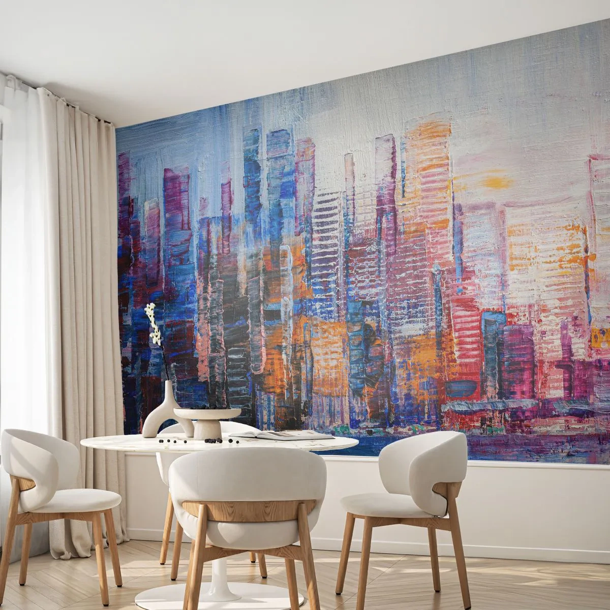 Fototapet Premium Sand - En glad metropol - By, Arkitektur, Skyskrabere - 100x70 cm