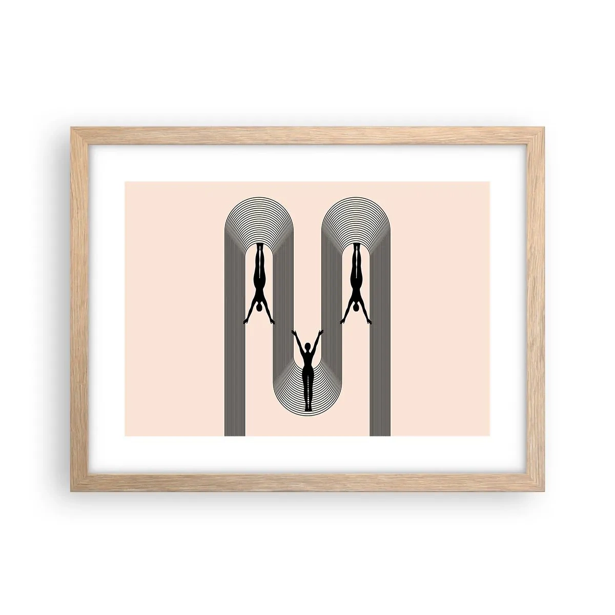Plakat i ramme af lyst egetræ - På hovedet nedad - 40x30 cm