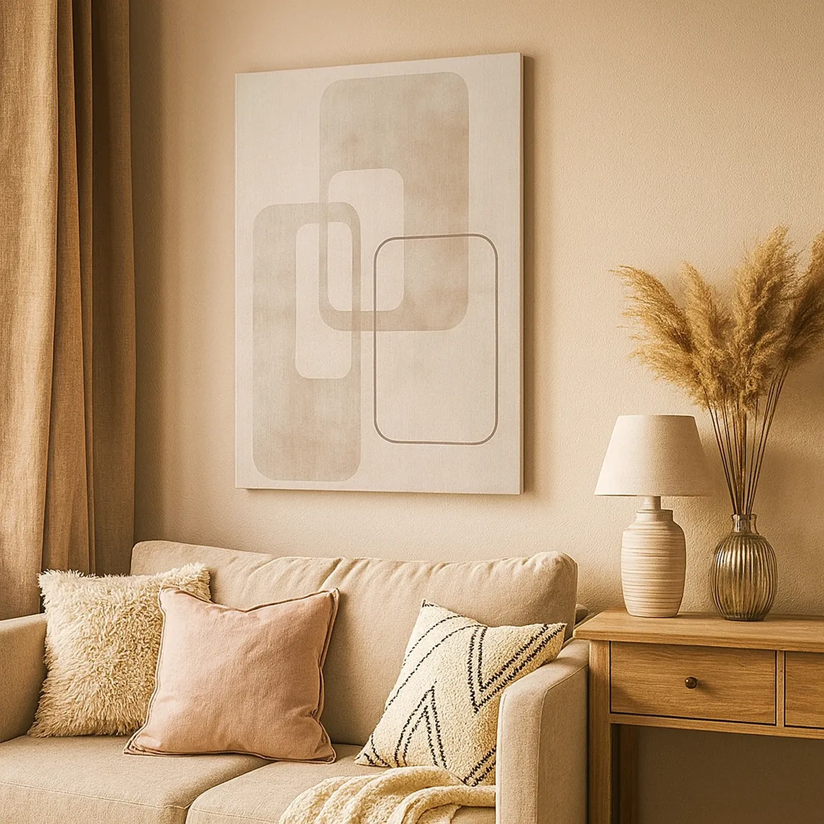 Lærredstryk - Billede på lærred - Geometrisk fuga - 50x70 cm