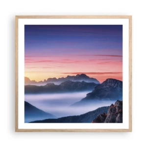 Plakat i ramme af lyst egetræ - Over dalene - 60x60 cm