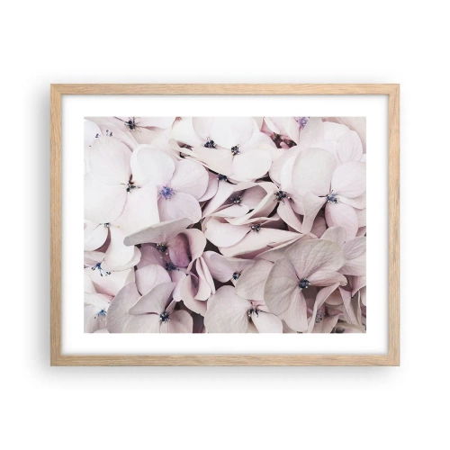 Plakat i ramme af lyst egetræ - I en flod af blomster - 50x40 cm