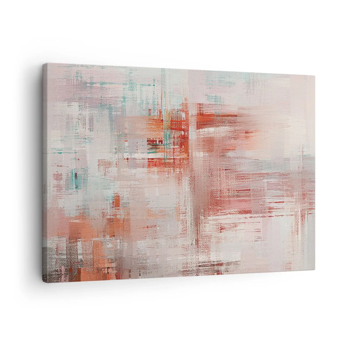 Lærredstryk - Billede på lærred - En abstrakt komposition med nuancer af rød og pastelfarver. - 70x50cm - Diset. Hvor er dog det lyserødt - Moderne vægdekoration til stue og soveværelse ARTTOR