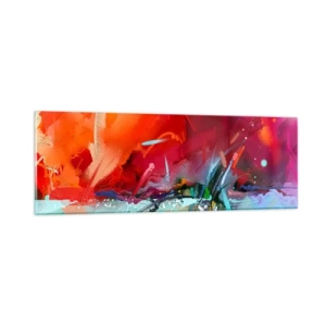 Billede på glas - En eksplosion af lys og farver - 90x30 cm