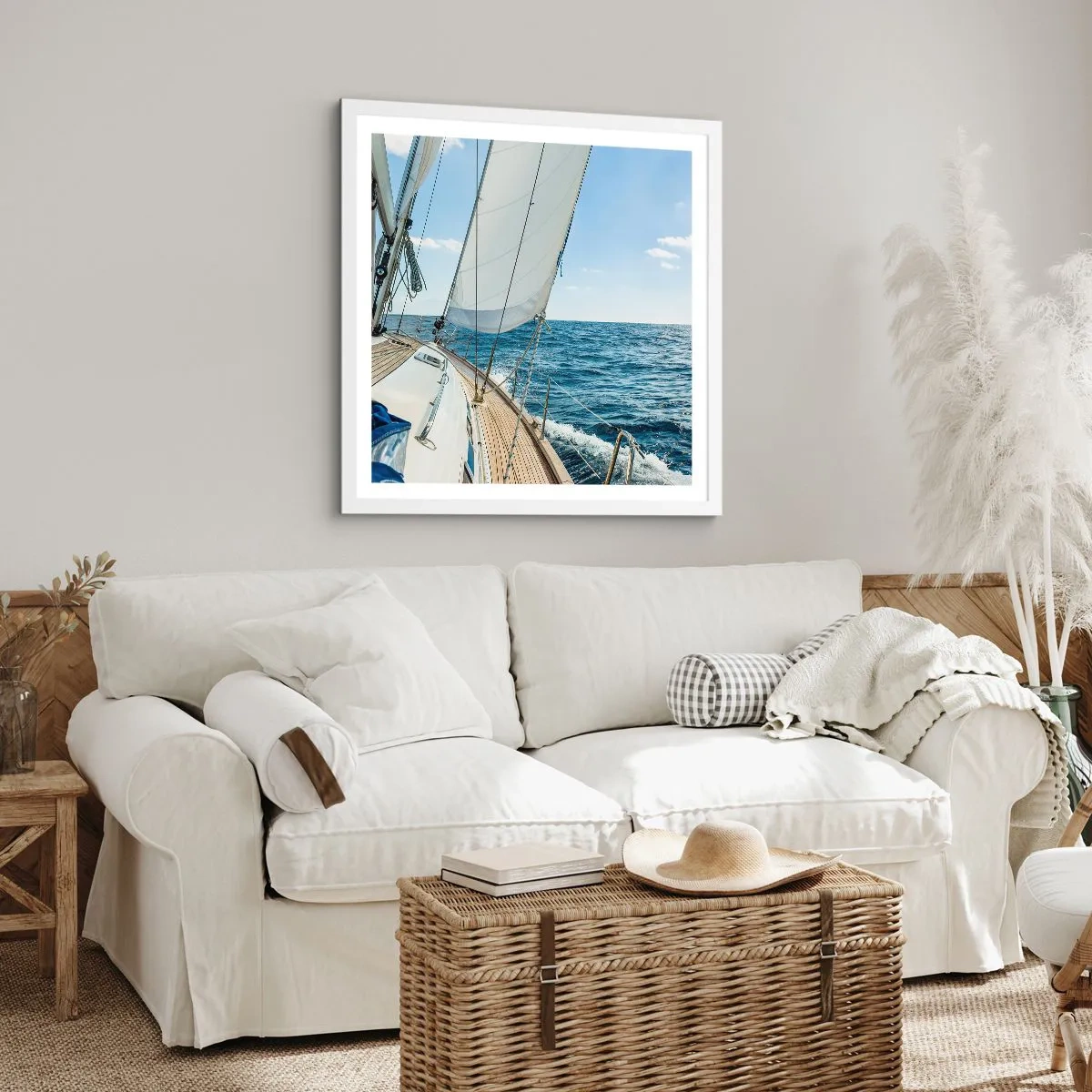 Plakat i hvid ramme - Ahoj , eventyr - 60x60 cm
