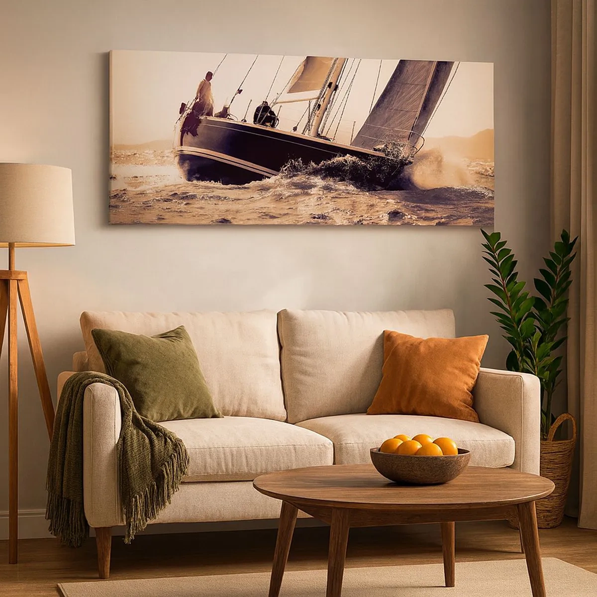 Lærredstryk - Billede på lærred - Sejl, sømand - 100x40 cm