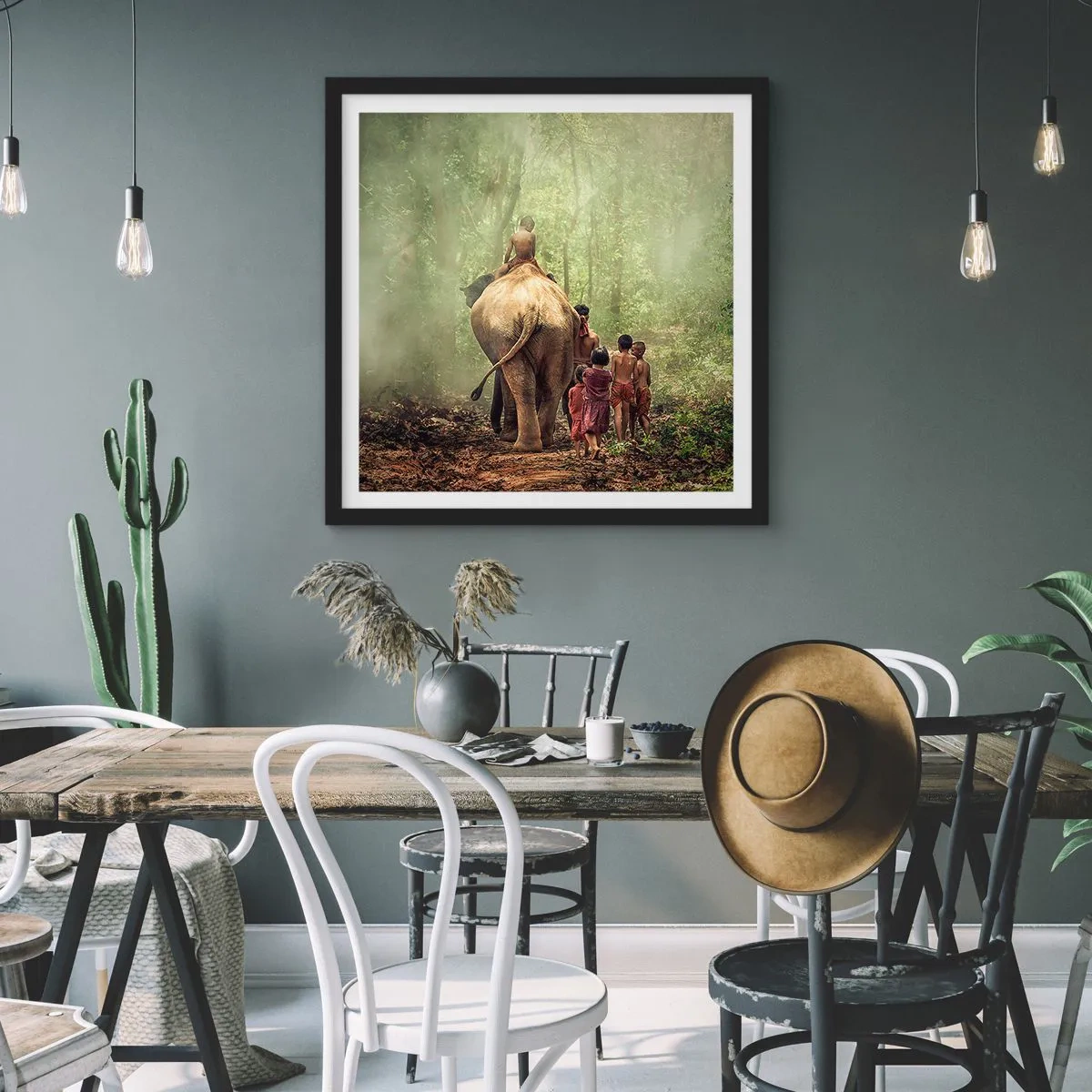 Plakat i sort ramme - Den nye Junglebog - 60x60 cm