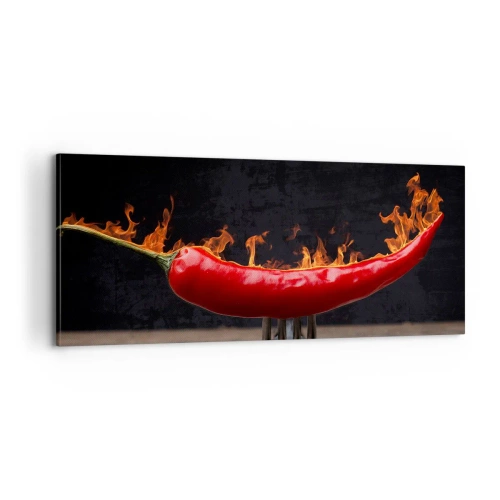 Lærredstryk - Billede på lærred - En brændende forret - 100x40 cm