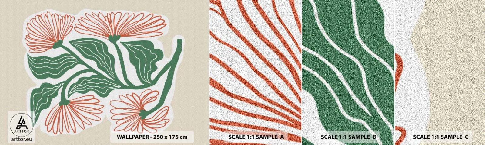 Fototapet Prøve Standard Eco - Folkeligt og moderne - Boho, Blomster, Minimalisme - 100x30 cm