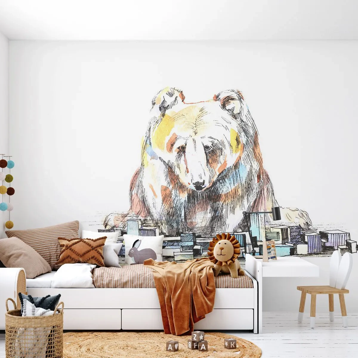 Fototapet Standard Eco - Hvordan kan man leve på den måde? - Dyr, Bjørn, Grafik - 400x280 cm