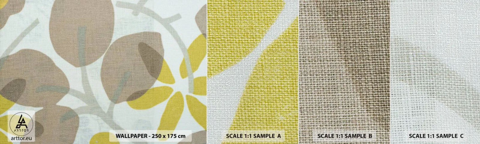 Prøve Fototapet Premium Canvas - Komposition i solskinnet - Boho, Blomster, Minimalisme - 100x30 cm