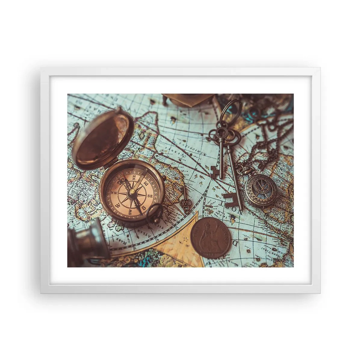 Plakat i hvid ramme - For eventyreren - 50x40 cm