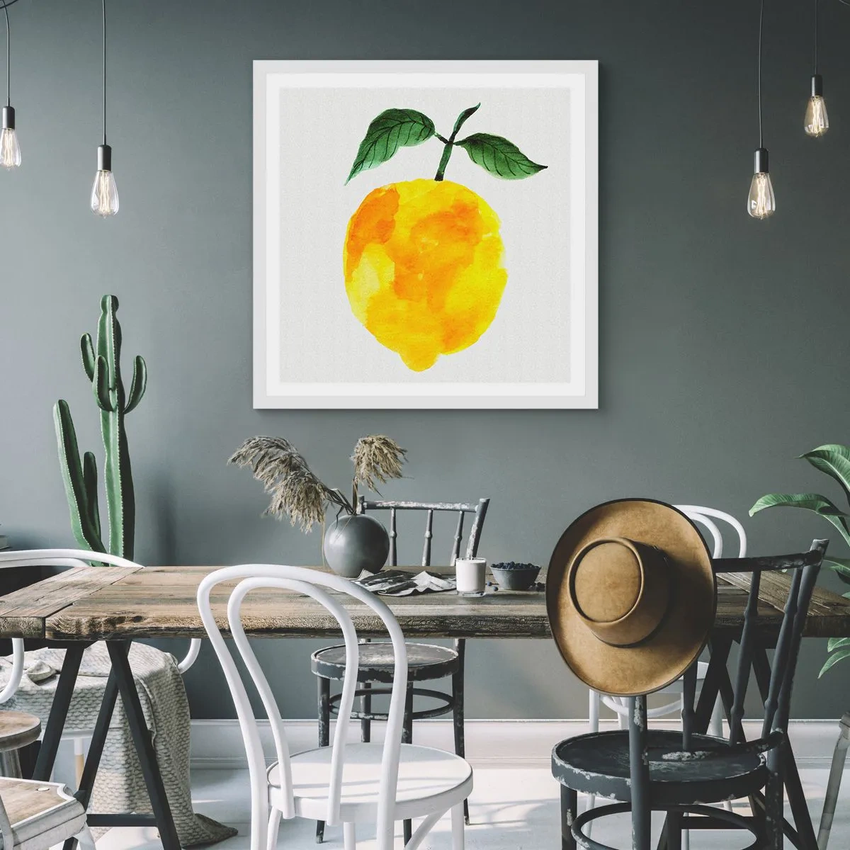 Plakat i hvid ramme - Hvordan man kender smagen af solen - 60x60 cm