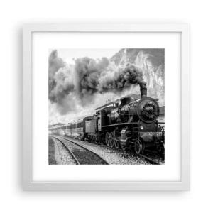 Plakat i hvid ramme - Står på stationen... - 30x30 cm