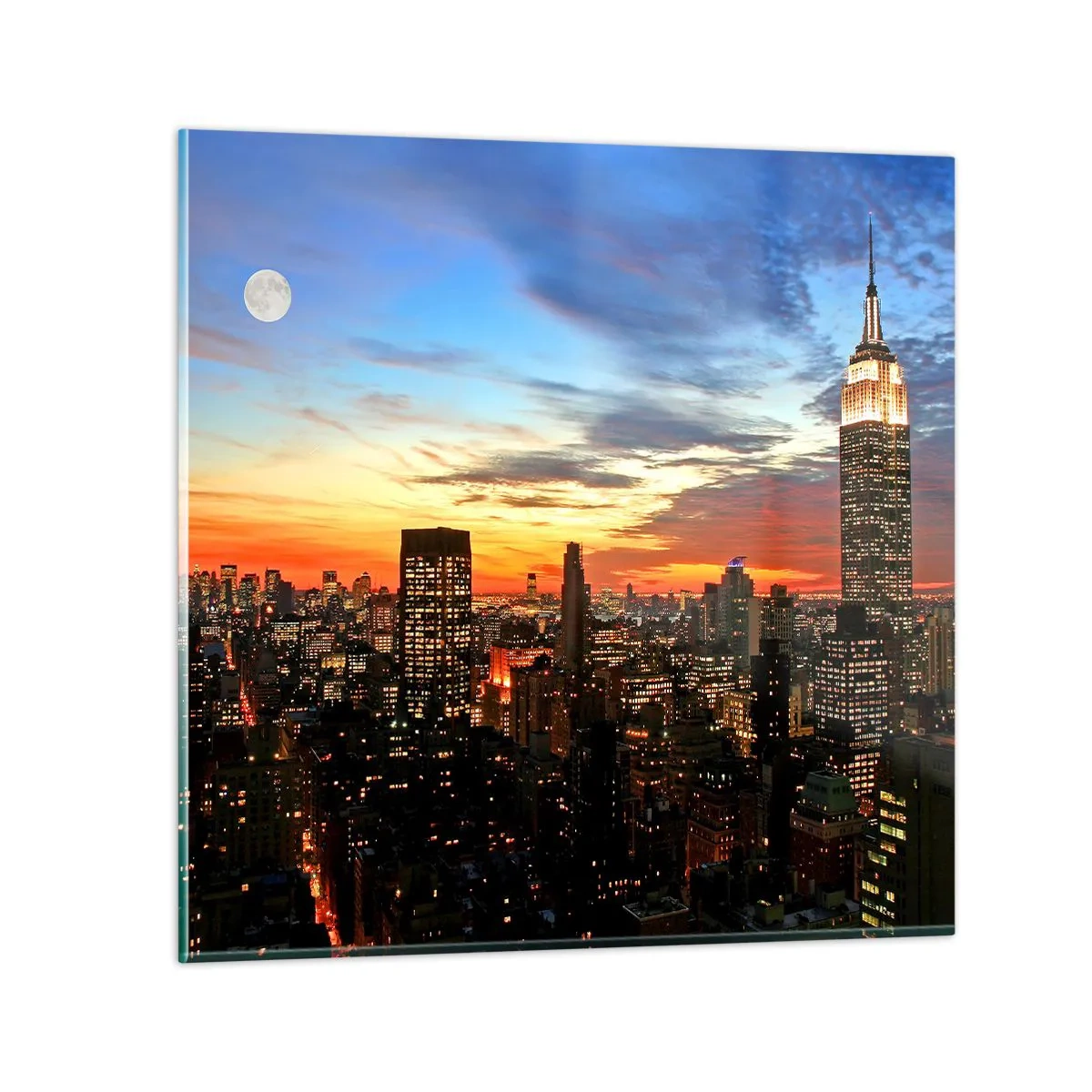 Billede på glas - En lysende amerikansk nat - 70x70 cm