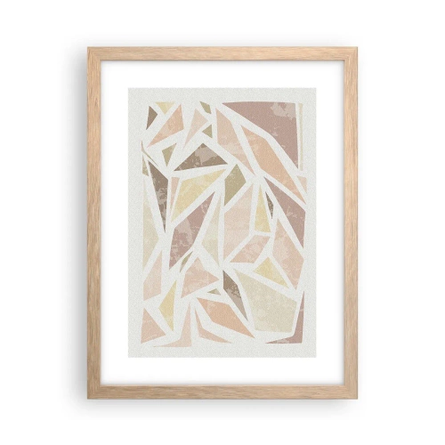 Plakat i ramme af lyst egetræ - Komposition af farvet glas - 30x40 cm