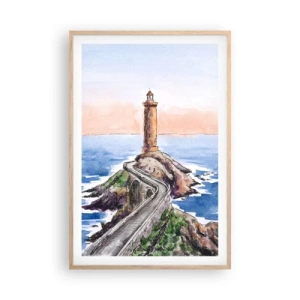 Plakat i ramme af lyst egetræ - Med front mod havet - 61x91 cm