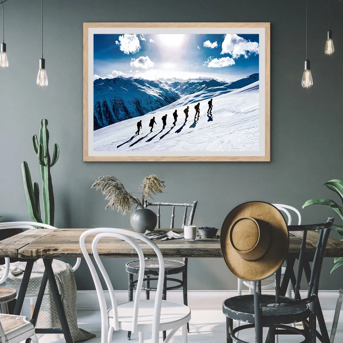 Plakat i ramme af lyst egetræ - Det vindende hold - 91x61 cm