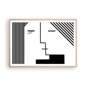 Plakat i ramme af lyst egetræ - Bare et kys - 100x70 cm