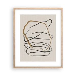 Plakat i ramme af lyst egetræ - Komposition - dans i besiddelse - 40x50 cm