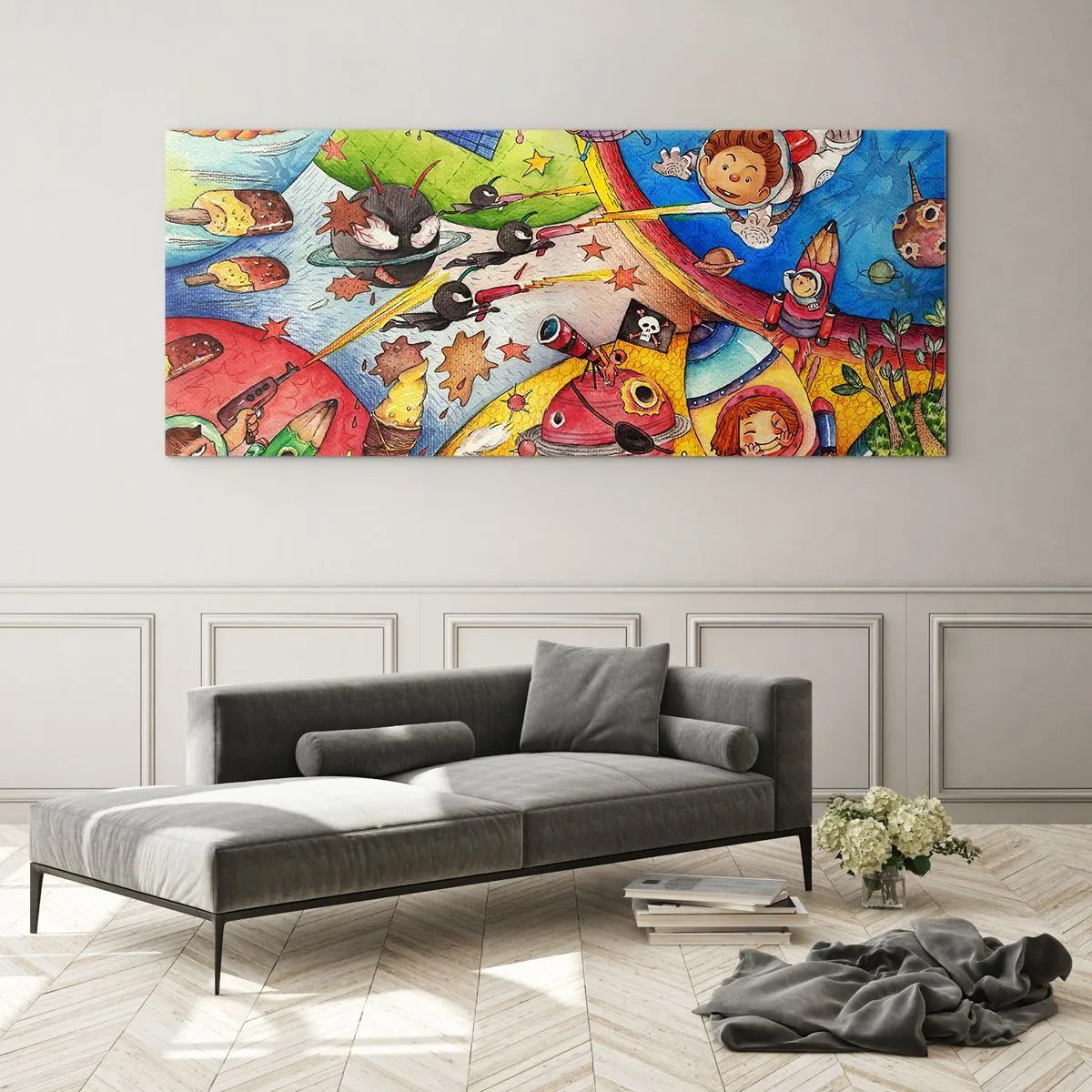 Billede på glas - Et storslået rumeventyr - 90x30 cm