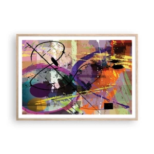 Plakat i ramme af lyst egetræ - Kan være lige eller rundt - 100x70 cm