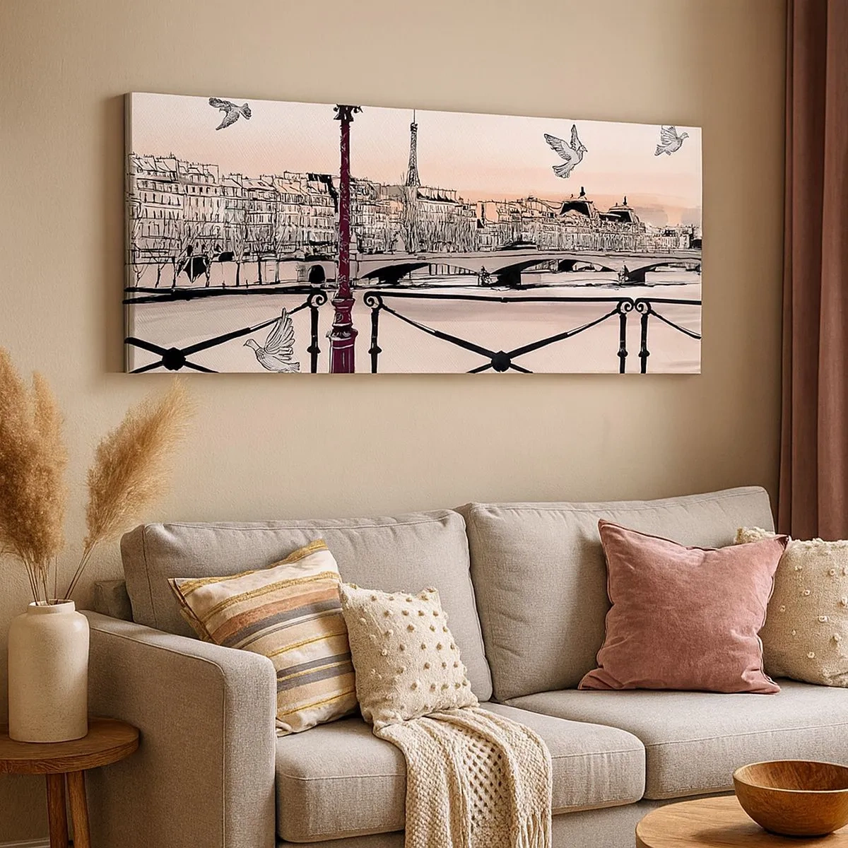 Lærredstryk - Billede på lærred - Over Paris' hustage - 100x40 cm
