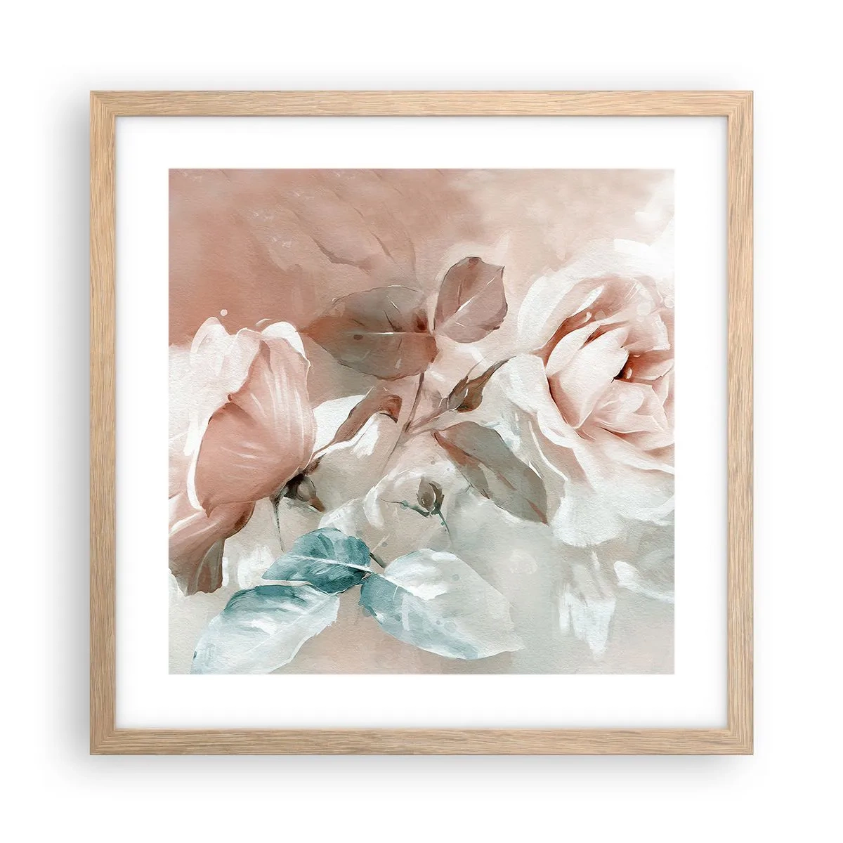 Plakat i ramme af lyst egetræ - Den romantiske ånd - 40x40 cm