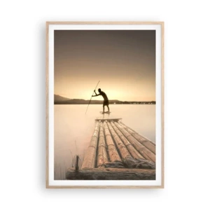 Plakat i ramme af lyst egetræ - Før du hviler - 70x100 cm