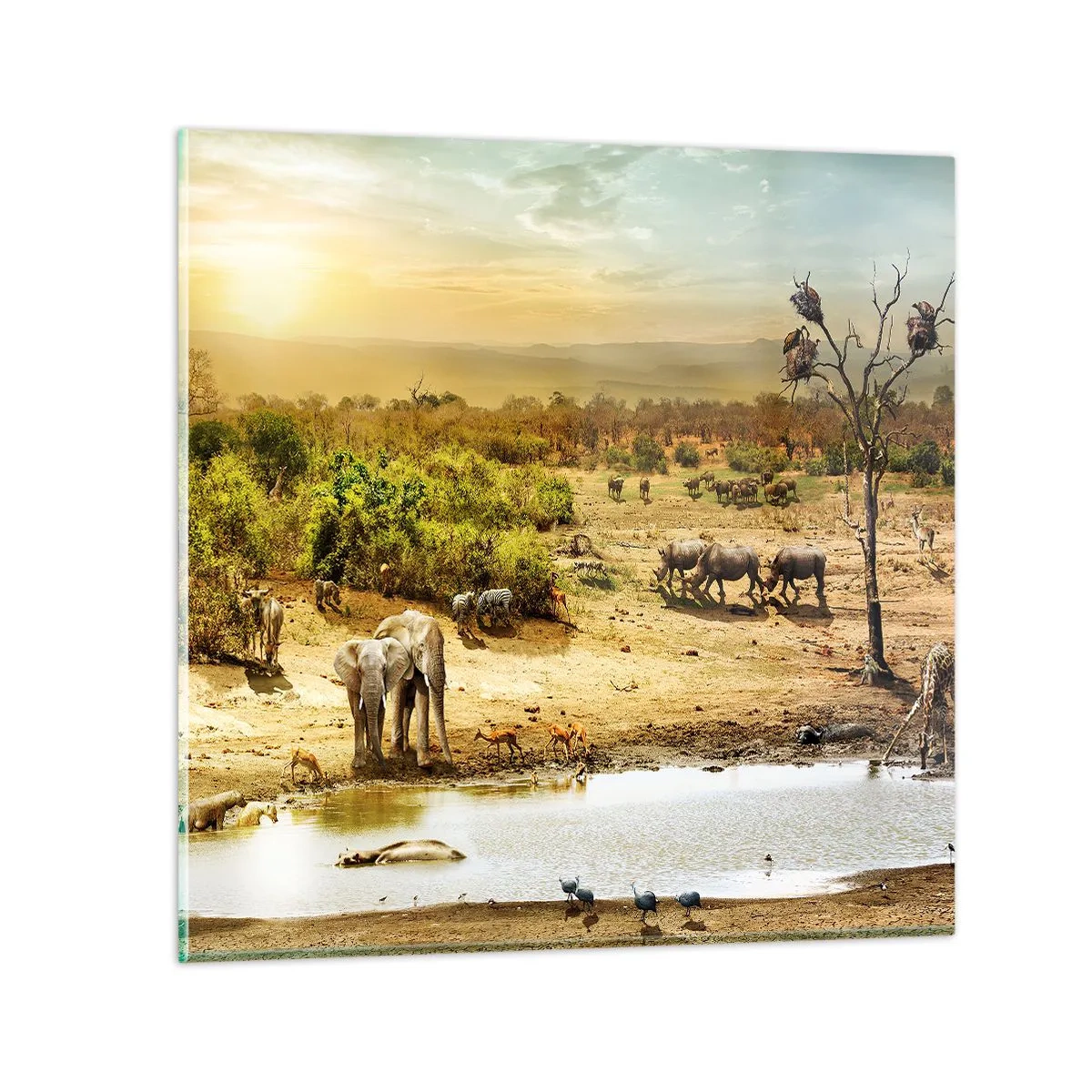 Billede på glas - "Og ud af Eden flød en flod...". - 40x40 cm