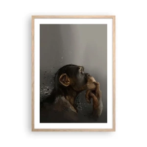 Plakat i ramme af lyst egetræ - Helt sikkert en tænker - 50x70 cm