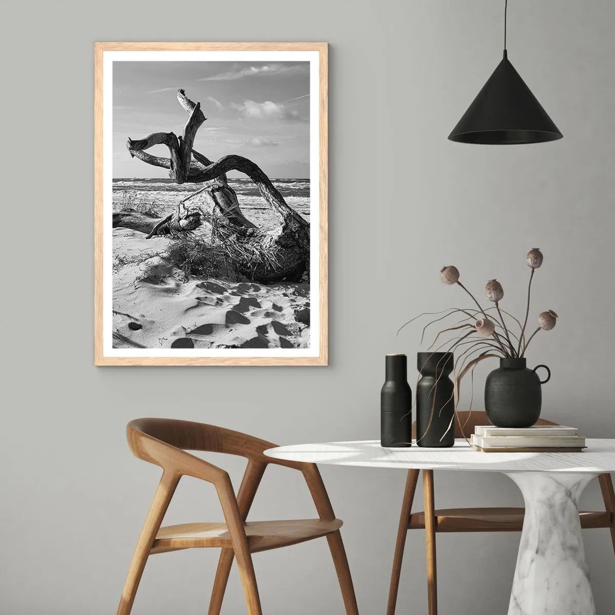 Plakat i ramme af lyst egetræ - Havets skulptur - 30x40 cm
