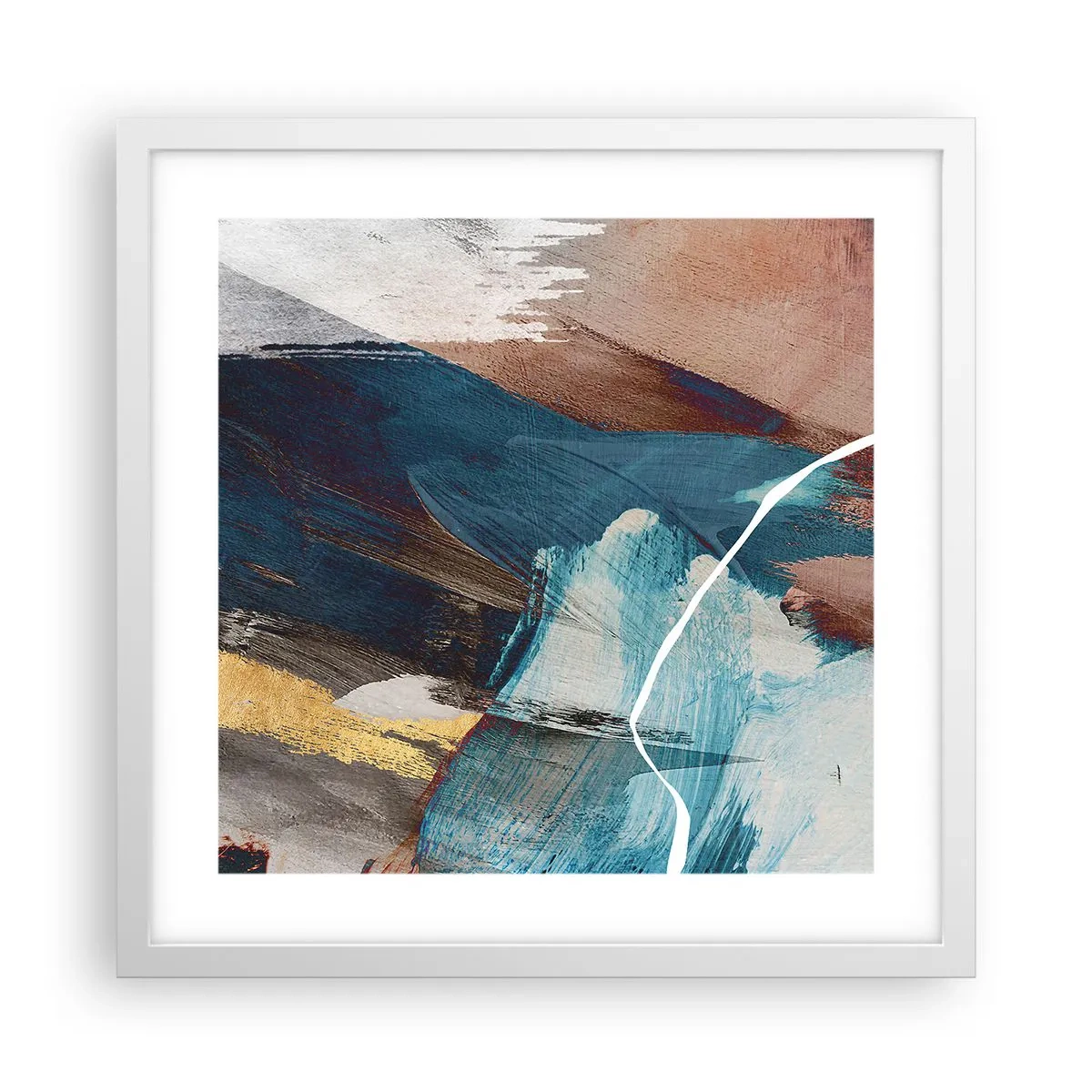 Plakat i hvid ramme - Med flair og energi - 40x40 cm
