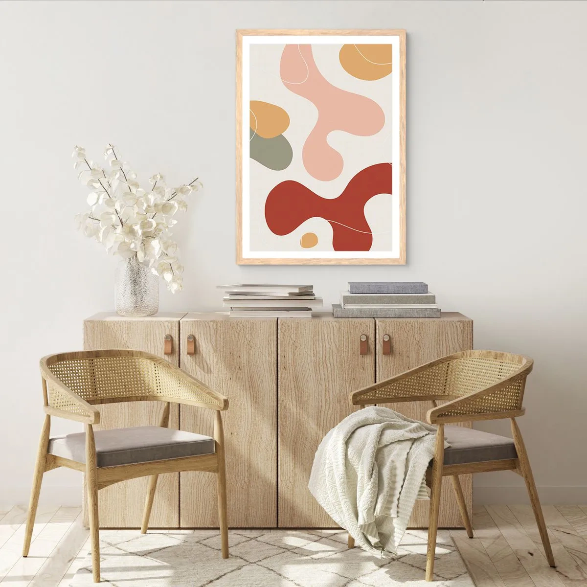 Plakat i ramme af lyst egetræ - Es eller flores? - 70x100 cm