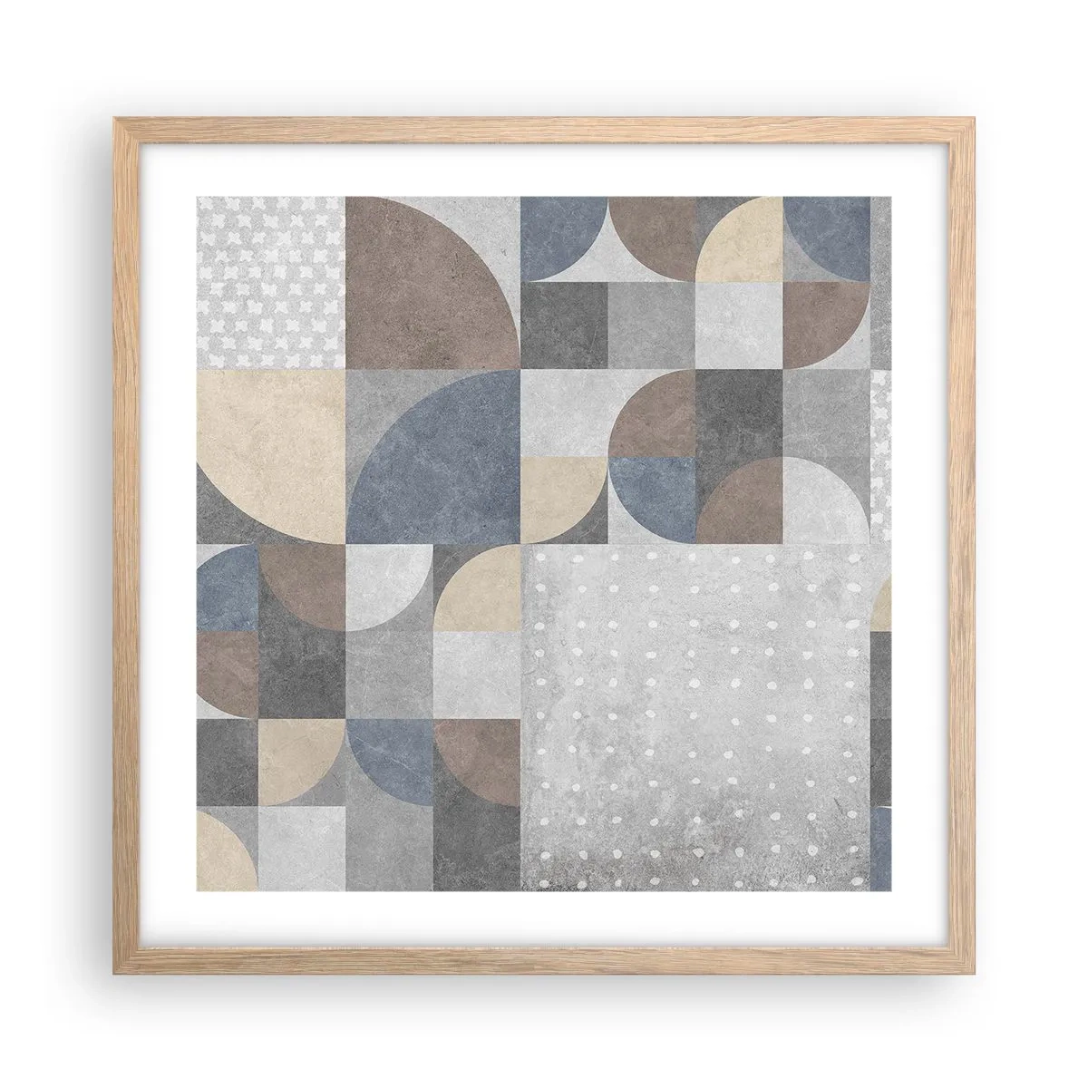 Plakat i ramme af lyst egetræ - Keramisk fantasi - 50x50 cm