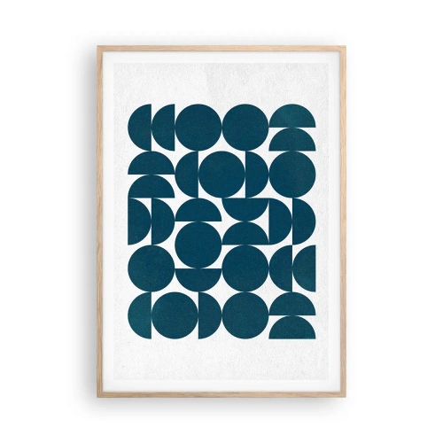 Plakat i ramme af lyst egetræ - Cirkler og halvcirkler - 70x100 cm
