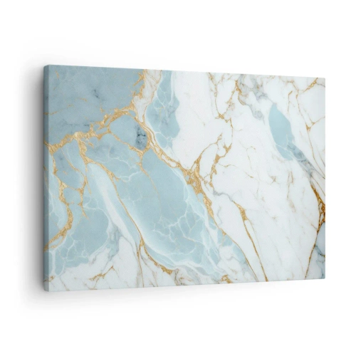 Lærredstryk - Billede på lærred - Blå og hvide marmormønstre med tilsatte guldårer - 70x50cm - Rigdom af sten - Moderne vægdekoration til stue og soveværelse ARTTOR