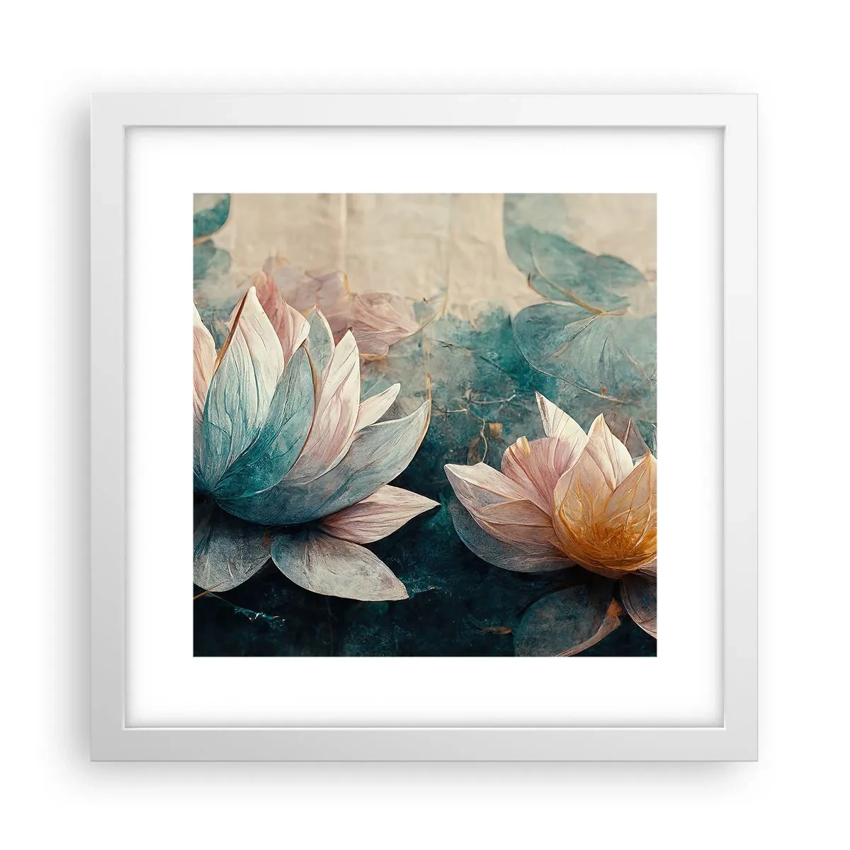 Plakat i hvid ramme - Søens stjerner - 30x30 cm