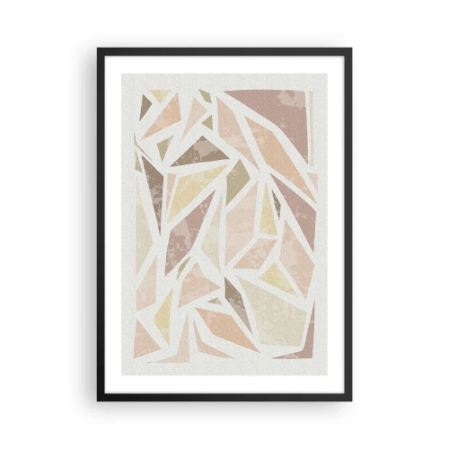 Plakat i sort ramme - Geometrisk abstraktion i pastelfarver - 50x70cm - Komposition af farvet glas - Moderne vægdekoration til stue og soveværelse ARTTOR