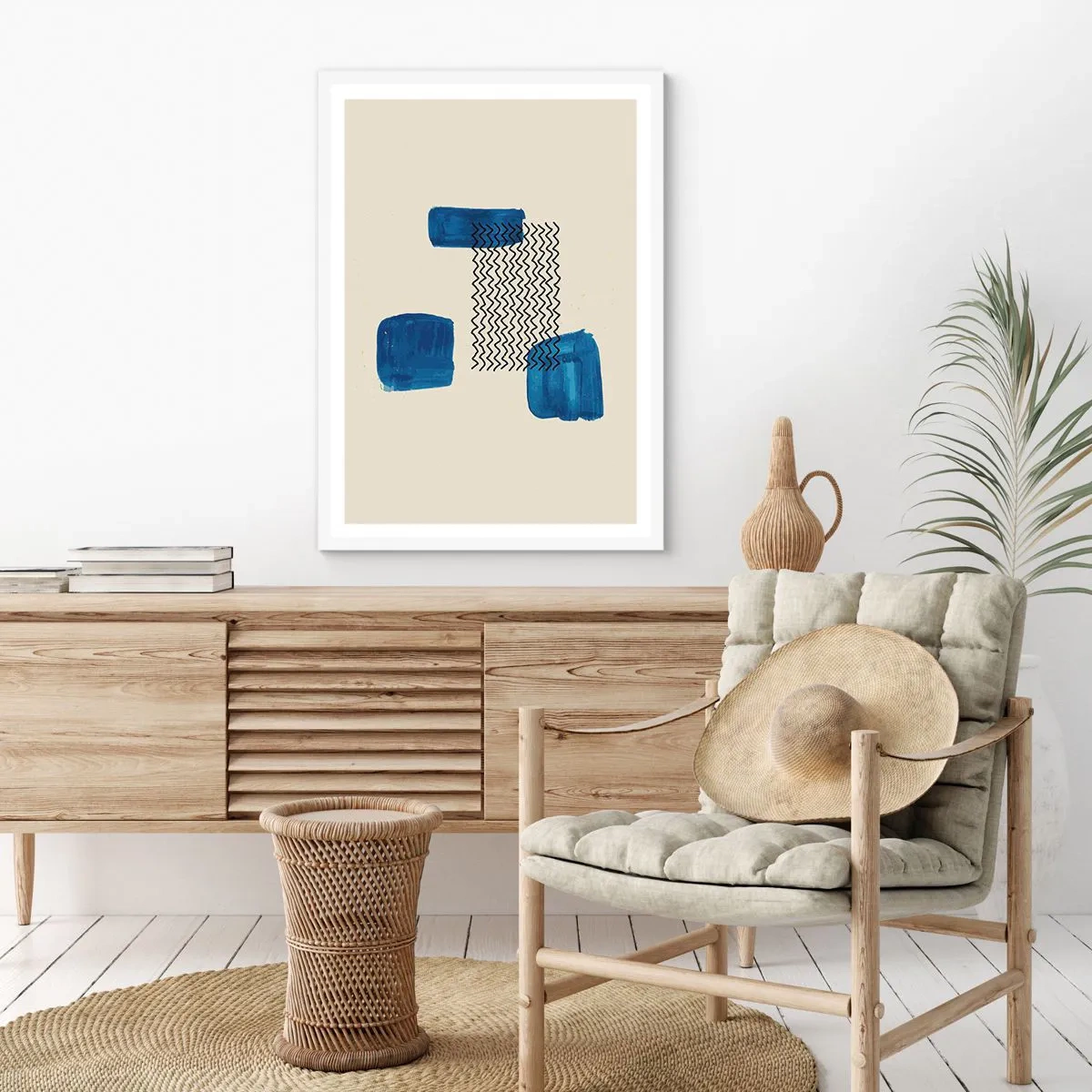 Plakat i hvid ramme - Abstrakt kvartet - 70x100 cm