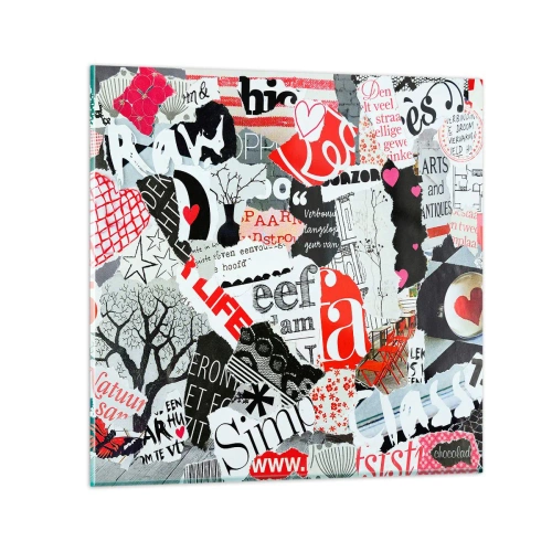 Billede på glas - Hipster collage - 70x70 cm