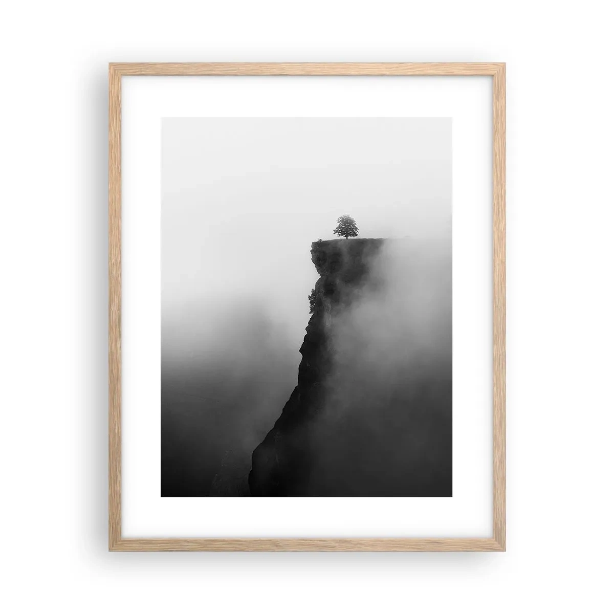 Plakat i ramme af lyst egetræ - På kanten af verden - 40x50 cm