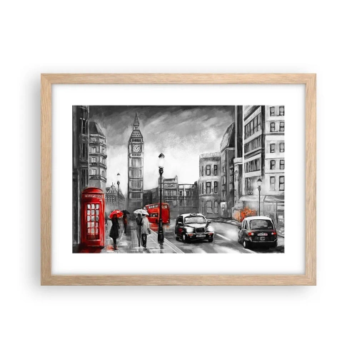 Plakat i ramme af lyst egetræ - Overhovedet ikke en grå by - 40x30 cm