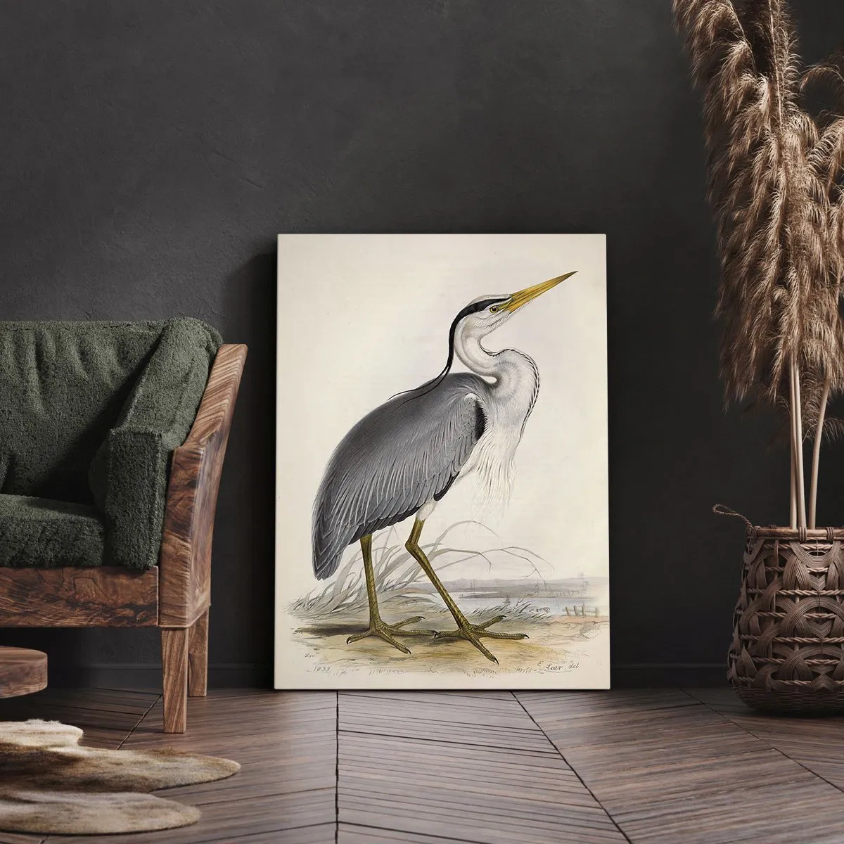 Lærredstryk - Billede på lærred - Fiskehejre-charme - 55x100 cm