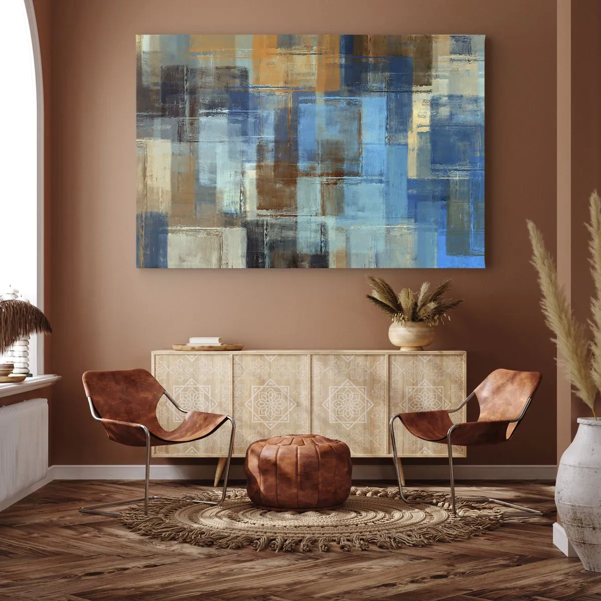 Lærredstryk - Billede på lærred - Gennem det blå slør - 100x70 cm
