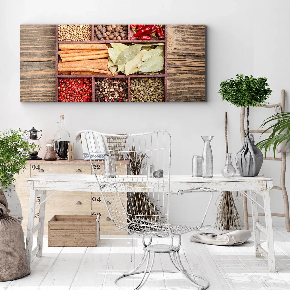 Lærredstryk - Billede på lærred - Orden af former, duftbuket af aromaer - 100x40 cm